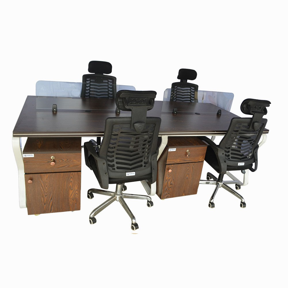 Workstation Office Table for 4 Person with Front Table(FT-002) - best office chair in bangladesh,  executive chair for office, childs table and chair set, Gaming Chair, Digital Safety Locker, Bar Stool, leather boss chair, Restaurant Chair, Large Antique Wall Mirror -Furnitex Limited