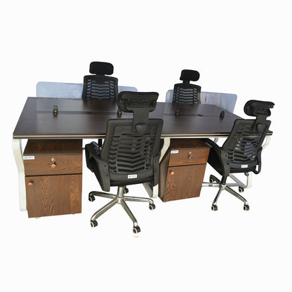 Workstation Office Table for 4 Person with Front Table(FT-002) - best office chair in bangladesh,  executive chair for office, childs table and chair set, Gaming Chair, Digital Safety Locker, Bar Stool, leather boss chair, Restaurant Chair, Large Antique Wall Mirror -Furnitex Limited