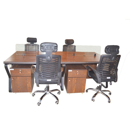 Workstation Office Table for 4 Person with Front Table(FT-004) Black - best office chair in bangladesh,  executive chair for office, childs table and chair set, Gaming Chair, Digital Safety Locker, Bar Stool, leather boss chair, Restaurant Chair, Large Antique Wall Mirror -Furnitex Limited